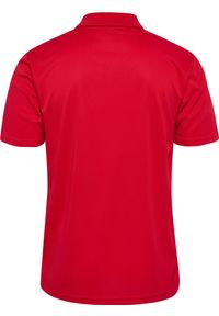 Koszulka poliestrowa sportowa Hummel Essential 24 Polo czerwona. Typ kołnierza: polo. Kolor: czerwony, różowy, wielokolorowy. Materiał: poliester. Styl: sportowy
