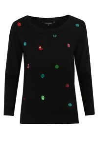 TOP SECRET - Damski sweter ze świątecznym motywem z cekinami. Okazja: na co dzień. Kolor: czarny. Materiał: dzianina. Długość: krótkie. Wzór: kolorowy. Sezon: zima, jesień. Styl: wizytowy #2