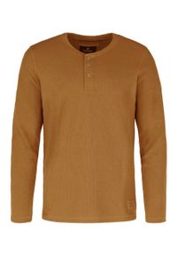 Volcano - Beżowy longsleeve L-AZUX. Kolor: beżowy. Materiał: dzianina, materiał, bawełna, jeans, włókno. Długość rękawa: długi rękaw. Długość: długie. Sezon: zima, jesień. Styl: klasyczny
