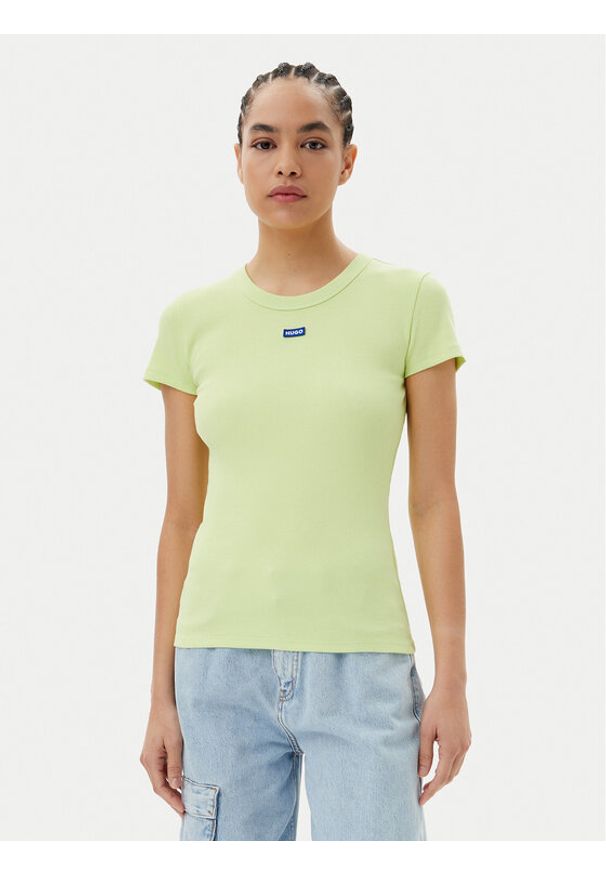 Hugo - HUGO T-Shirt Easy 50523924 Zielony Slim Fit. Kolor: zielony. Materiał: bawełna