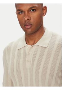 Baldessarini Polo B4 50024.5232 Beżowy Slim Fit. Typ kołnierza: polo. Kolor: beżowy. Materiał: bawełna #4