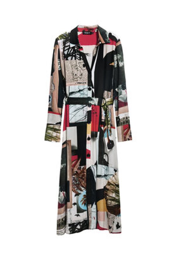 Desigual Sukienka koszulowa Collage 25SWVW45 Kolorowy Regular Fit. Materiał: wiskoza. Wzór: kolorowy. Typ sukienki: koszulowe