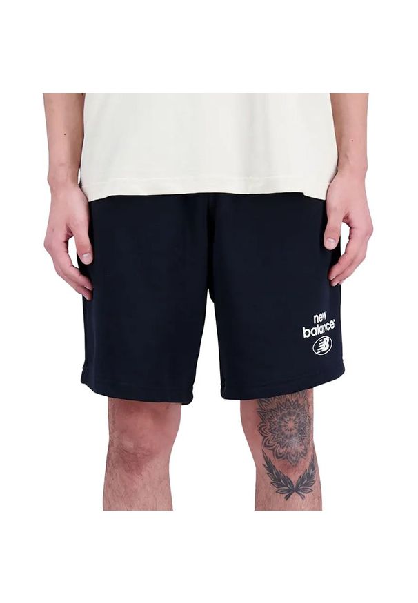 Spodenki New Balance MS31520BK - czarne. Kolor: czarny. Materiał: bawełna, dresówka, poliester