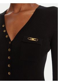Elisabetta Franchi Sukienka dzianinowa AM-10B-56E2-V390 Czarny Slim Fit. Kolor: czarny. Materiał: lyocell