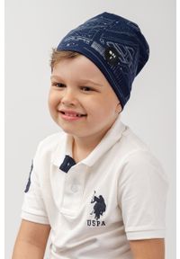 Jamiks czapka dziecięca Benito kolor granatowy z cienkiej dzianiny. Kolor: niebieski. Materiał: dzianina