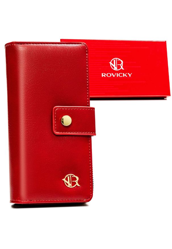 ROVICKY - Portfel damski Rovicky R-POR-01-F7 czerwony. Kolor: czerwony. Materiał: skóra ekologiczna