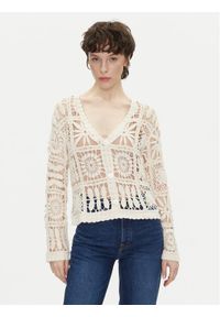 Pepe Jeans Kardigan Olympia PL702273 Beżowy Regular Fit. Kolor: beżowy. Materiał: bawełna