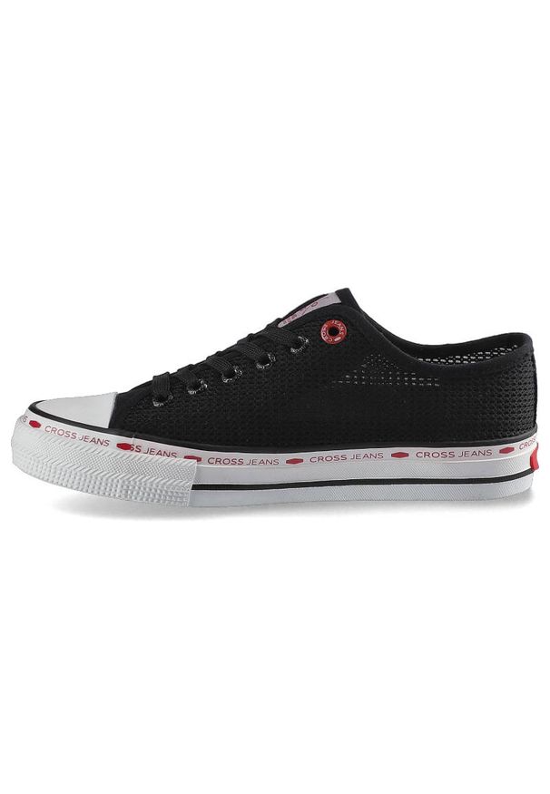 Czarne Trampki Cross Jeans Damskie Stylowe Półbuty. Kolor: czarny. Materiał: guma, materiał, skóra. Szerokość cholewki: normalna. Styl: elegancki