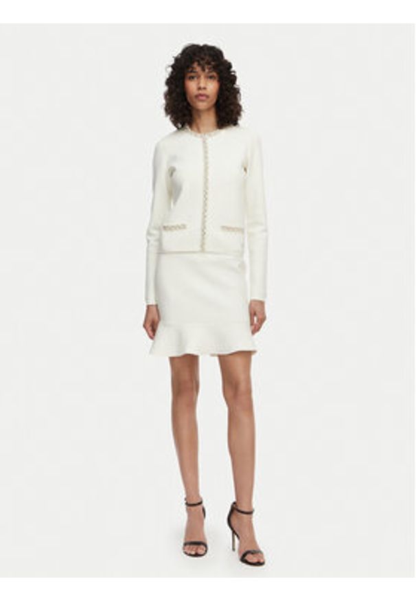 Guess Spódnica mini W6RD75 Z4422 Écru Regular Fit. Kolor: kremowy. Materiał: wiskoza
