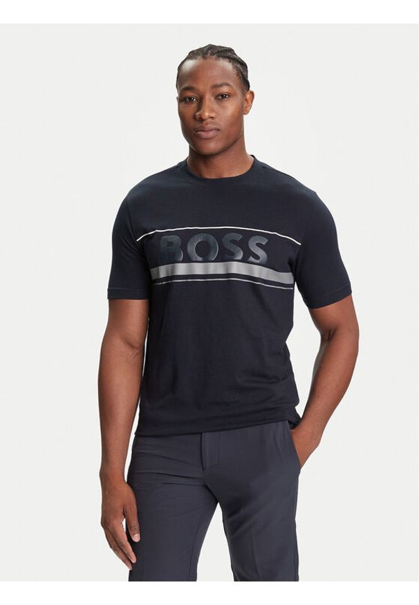 BOSS T-Shirt Iconic Zone 50550113 Granatowy Regular Fit. Kolor: niebieski. Materiał: bawełna
