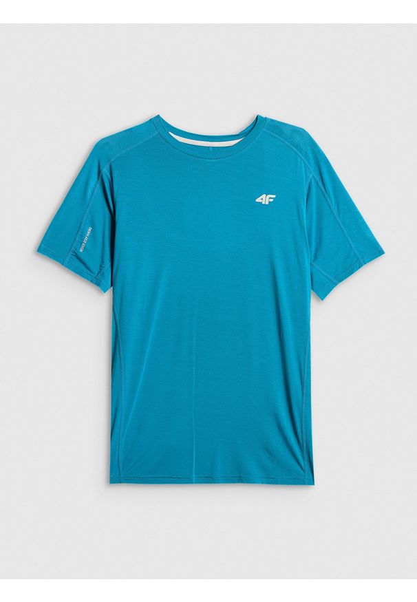 4f - 4F Koszulka trekkingowa regular szybkoschnąca męska - niebieska XXL. Kolor: niebieski. Materiał: materiał, włókno. Długość: długie