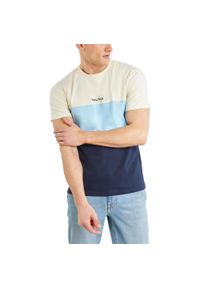 T-shirt Męski Nautica Simcoe. Kolor: czarny, niebieski, wielokolorowy, beżowy. Materiał: bawełna. Wzór: paski, haft