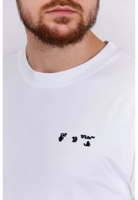 OFF-WHITE Biały t-shirt męski z wytłaczanym logo. Kolor: biały. Wzór: aplikacja #2