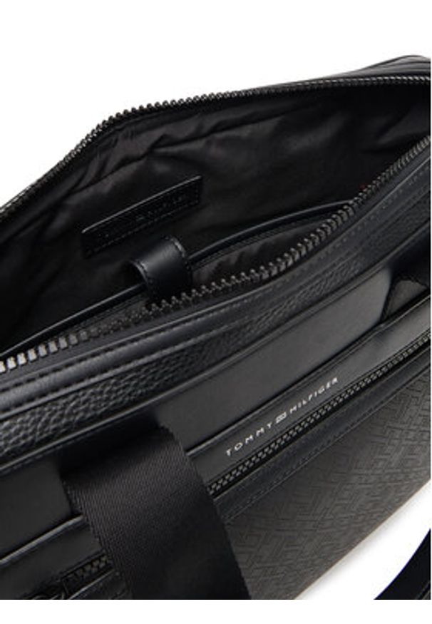 TOMMY HILFIGER - Tommy Hilfiger Torba na laptopa Th Monogram Computer Bag AM0AM13835 Czarny. Kolor: czarny. Materiał: skóra