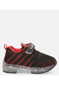 Casu - Czarne buty sportowe na rzep casu 204/37m /7. Zapięcie: rzepy. Kolor: czarny, wielokolorowy, czerwony