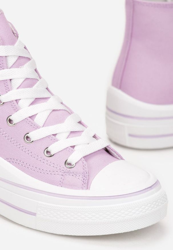 Born2be - Fioletowe Trampki za Kostkę na Platformie Shuze. Okazja: na co dzień. Wysokość cholewki: za kostkę. Kolor: fioletowy. Obcas: na platformie. Styl: casual, klasyczny