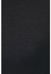 Calvin Klein sweter wełniany męski kolor czarny lekki z półgolfem. Okazja: na co dzień. Kolor: czarny. Materiał: wełna. Styl: casual #3