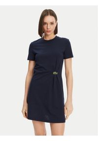 Lacoste Sukienka codzienna EF0583 Granatowy Regular Fit. Okazja: na co dzień. Kolor: niebieski. Materiał: bawełna. Typ sukienki: proste. Styl: casual