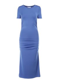 Born2be - Niebieska Sukienka Oreitheis. Kolor: niebieski. Długość rękawa: krótki rękaw. Wzór: gładki, jednolity, aplikacja. Typ sukienki: sportowe. Styl: sportowy, elegancki. Długość: mini