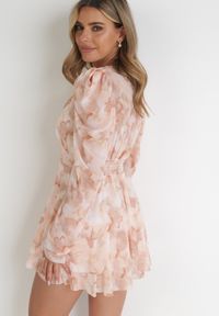 Born2be - Ciemnobeżowa Rozkloszowana Sukienka Mini z Cienkimi Gumkami i Paskiem z Klamrą Jentria. Okazja: na co dzień. Kolor: beżowy. Styl: klasyczny, casual. Długość: mini #4