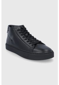 Calvin Klein Buty skórzane kolor czarny. Nosek buta: okrągły. Zapięcie: sznurówki. Kolor: czarny. Materiał: guma. Szerokość cholewki: normalna. Obcas: na obcasie. Wysokość obcasa: niski #2