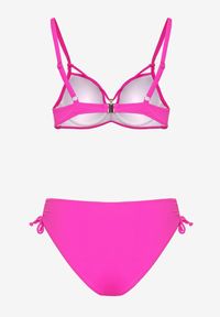 Born2be - Fuksjowe Bikini Biustonosz z Aplikacją i Majtki Figi ze Ściągaczami Ulosella. Kolor: różowy. Wzór: aplikacja #3