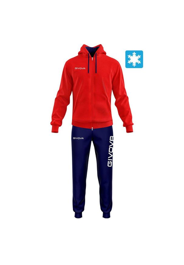 Dres Givova King. Kolor: wielokolorowy, niebieski, czerwony. Materiał: dresówka. Sport: fitness