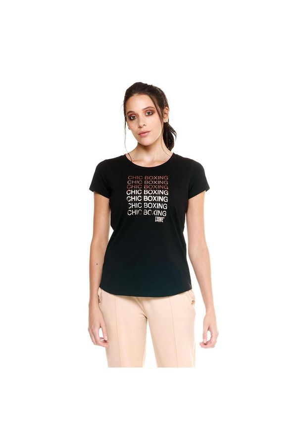 LEONE 1947 APPAREL - Damska koszulka Leone z krótkim rękawem Winter Chic Boxing. Kolor: czarny. Materiał: tkanina. Długość rękawa: krótki rękaw. Długość: krótkie. Sport: fitness