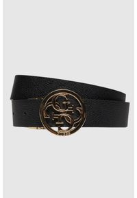 Guess - GUESS Czarny dwustronny pasek damski Noelle, Rozmiar M. Kolor: czarny