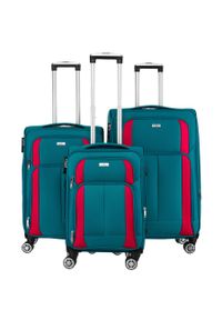 Zestaw walizek podróżnych w rozmiarach S, M i L w turkusowo-różowym Peterson PTN 5209-SET TUR-PIN. Kolor: turkusowy, wielokolorowy, różowy. Materiał: materiał, tkanina, poliester #1