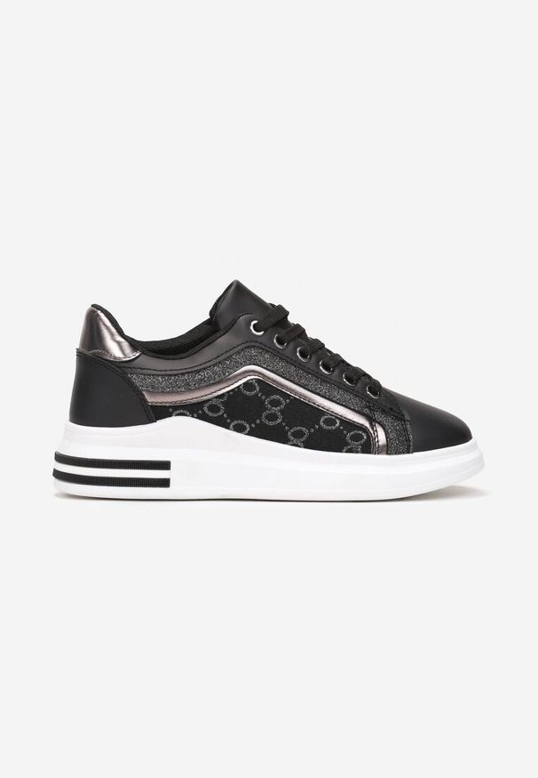 Born2be - Czarne Sneakersy z Metalicznymi Wstawkami Arlen. Kolor: czarny