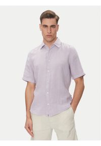 BOSS Koszula 50537382 Fioletowy Regular Fit. Kolor: fioletowy. Materiał: len