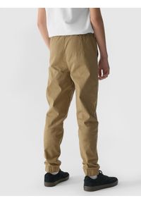 4f - Spodnie casual chłopięce - brązowe. Okazja: na co dzień. Kolor: brązowy. Materiał: tkanina, elastan, materiał, bawełna. Wzór: jednolity. Styl: casual #2