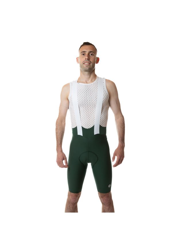 C-LAB - Spodenki rowerowe męskie zieleń angielska. Kolor: zielony. Materiał: skóra. Sport: kolarstwo