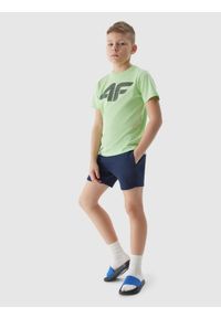 4f - 4F T-shirt z nadrukiem chłopięcy - jasny zielony 164 (13-14 lat). Okazja: na co dzień. Kolor: zielony. Materiał: bawełna, jersey, dzianina. Długość rękawa: krótki rękaw. Długość: krótkie. Wzór: nadruk. Sezon: lato. Styl: sportowy, casual