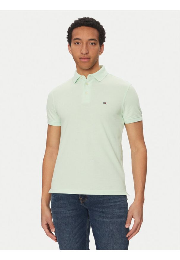 TOMMY HILFIGER - Tommy Hilfiger Polo 1985 MW0MW17771 Zielony Slim Fit. Typ kołnierza: polo. Kolor: zielony. Materiał: bawełna