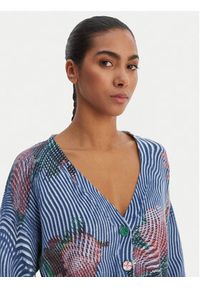 Desigual Kardigan 26SWJF19 Niebieski Regular Fit. Kolor: niebieski. Materiał: bawełna #4