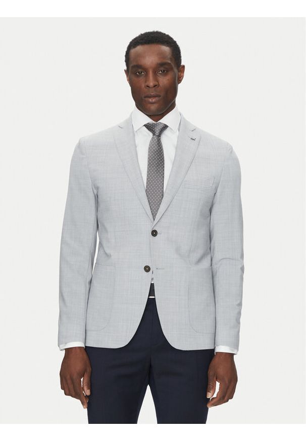 Michael Kors Marynarka MK0SB01025 Szary Slim Fit. Kolor: szary. Materiał: syntetyk, wełna