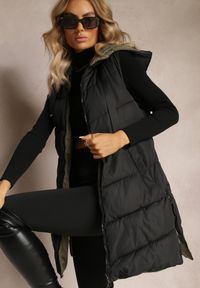 Renee - Czarna Dwustronna Kamizelka Pikowana Miames. Okazja: na co dzień. Kolor: czarny. Materiał: jeans. Wzór: gładki. Styl: sportowy, casual #4