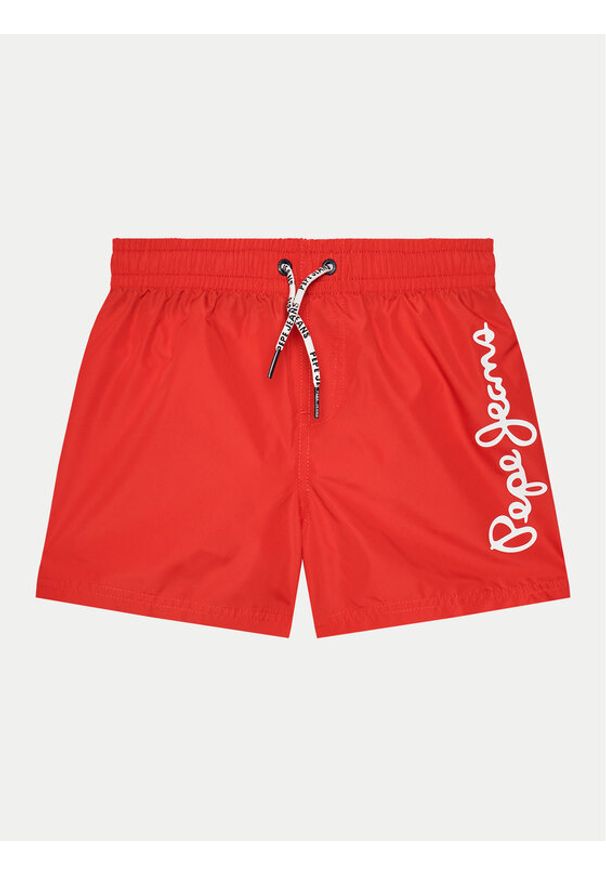 Pepe Jeans Szorty kąpielowe Logo Swimshort PBB10329 Czerwony Regular Fit. Kolor: czerwony. Materiał: syntetyk
