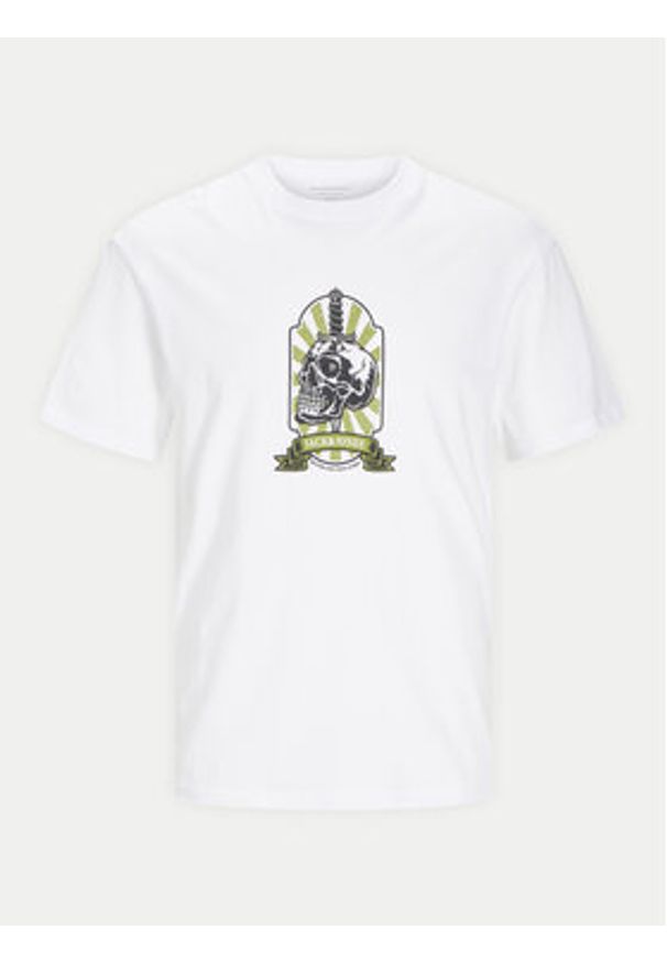 Jack & Jones - Jack&Jones T-Shirt Seven Skull 12262491 Biały Regular Fit. Kolor: biały. Materiał: bawełna