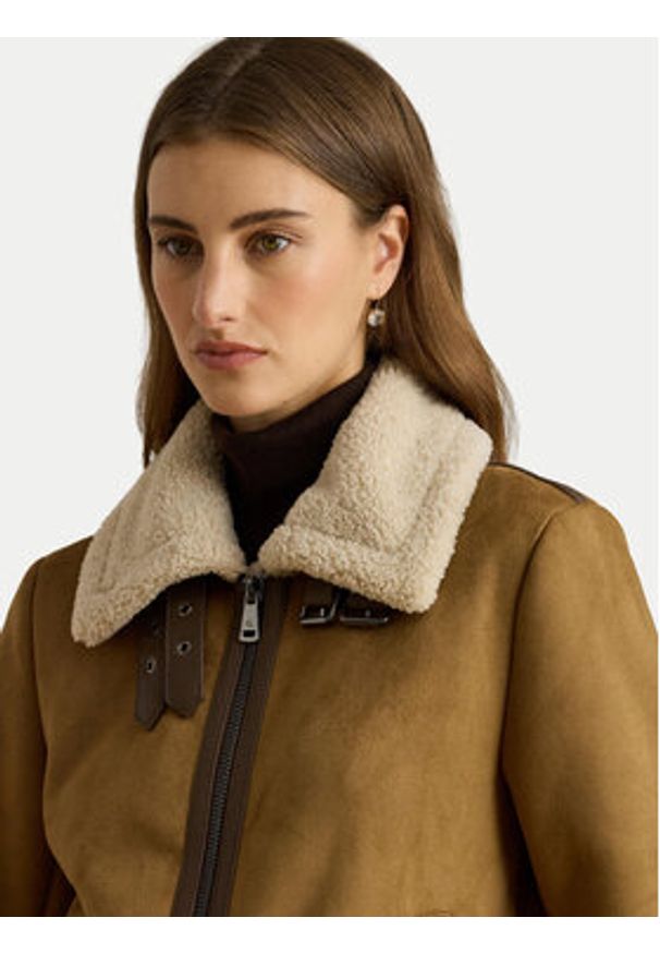 Lauren Ralph Lauren - LAUREN RALPH LAUREN Kurtka z imitacji skóry 297P04122002 Brązowy Regular Fit. Kolor: brązowy. Materiał: syntetyk