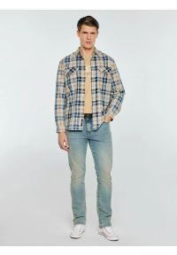 Big-Star - Koszula męska bawełniana w kratę beżowo-granatowa Kolisew 800. Kolor: beżowy. Materiał: bawełna. Długość rękawa: długi rękaw. Długość: długie. Wzór: kratka. Styl: vintage, elegancki #6