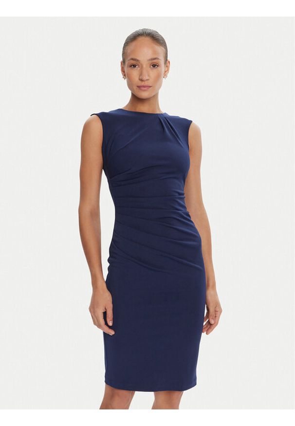 Rinascimento Sukienka koktajlowa CFC0125332003 Granatowy Slim Fit. Kolor: niebieski. Materiał: syntetyk. Styl: wizytowy