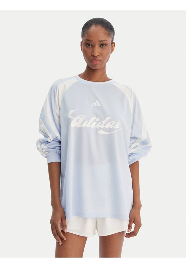 Adidas - adidas Bluzka House Of Tiro JY7639 Błękitny Loose Fit. Kolor: niebieski. Materiał: syntetyk