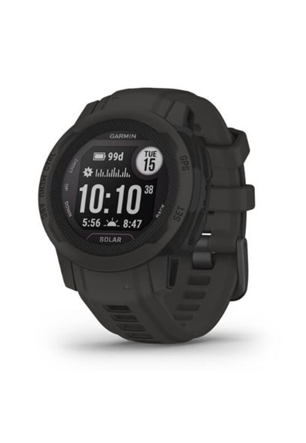 GARMIN - Zegarek sportowy Garmin Instinct 2S Solar z czujnikiem tętna HRM Elevate (grafitowy / grafitowy pasek). Rodzaj zegarka: cyfrowe. Kolor: szary. Materiał: włókno. Styl: sportowy