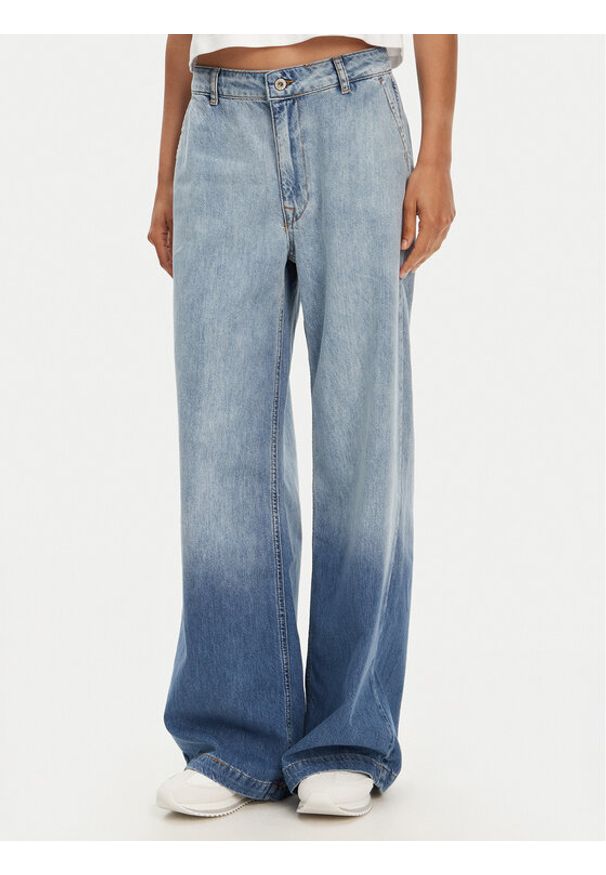 Please Jeansy P869200002 Niebieski Wide Leg. Kolor: niebieski