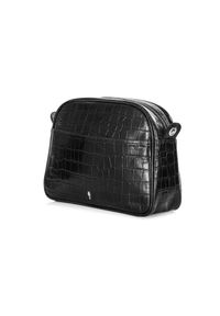 Ochnik - Skórzana torebka na ramię damska croco. Kolor: czarny. Dodatki: z breloczkiem. Materiał: skórzane. Rodzaj torebki: na ramię #3