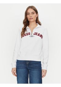 Guess Jeans Bluza W5RQ25 K68I4 Biały Regular Fit. Kolor: biały. Materiał: bawełna