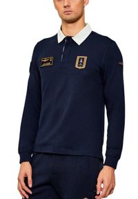 Aeronautica Militare - AERONAUTICA MILITARE Granatowy bawełniany męski longsleeve polo, Rozmiar L. Okazja: na co dzień. Typ kołnierza: polo. Kolor: niebieski. Materiał: bawełna. Długość rękawa: długi rękaw. Wzór: haft. Styl: casual, sportowy #5